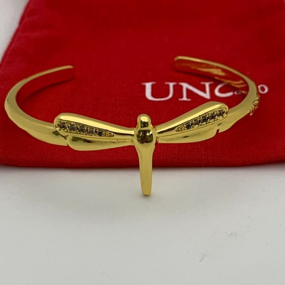 NEW Uno de 50 FORTUNE TOPAZ Gold Plated Cuff Bracelet Adjustable - Picture 2 of 11